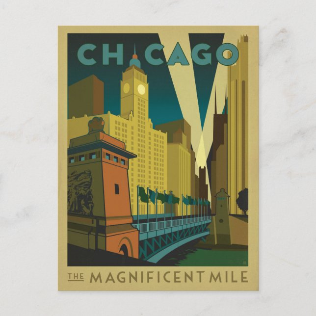 Cartão Postal Chicago, IL - A Milha Magnífica (Frente)