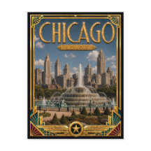 Chicago Illinois Arte Deco Vintage Era de Ouro