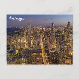 Cartão Postal Chicago Illinois City Skyline at Night