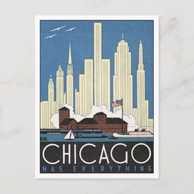Cartão Postal Chicago Illinois EUA vintage (Frente)