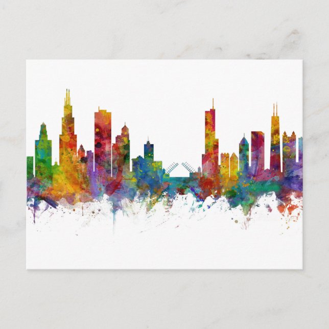 Cartão Postal Chicago Illinois Skyline (Frente)