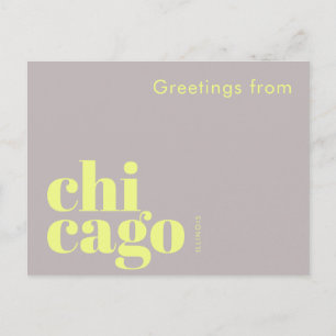 Cartão Postal Chicago Illinois tipográfico moderno 