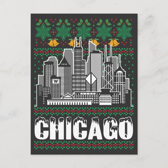 Cartão Postal Chicago Illinois Ugly Christmas (Frente)