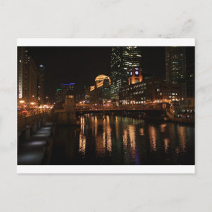 Cartão Postal Chicago Illinois Vindy City Night Building Destiny