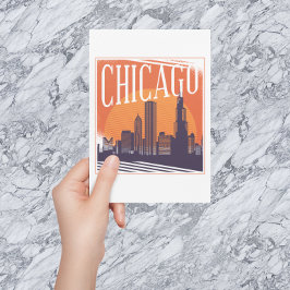 Cartão Postal Chicago Illinois Vintage Skyline