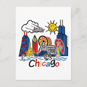 Cartão Postal Chicago Kids Skyline