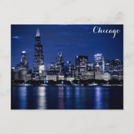 Cartão Postal Chicago Lake Michigan Coast Skyline at Night Photo