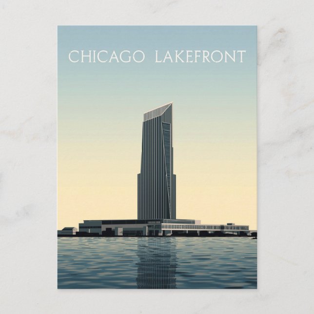 Cartão Postal Chicago Lakefront: Torre Moderna (Frente)