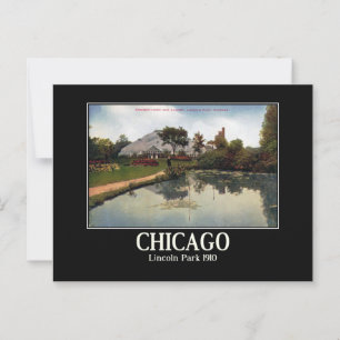 Cartão Postal Chicago, Lincoln Park 1910 Vintage Inspirada