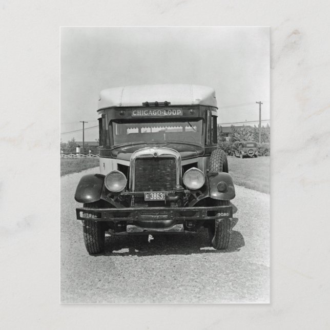 Cartão Postal Chicago Loop City Bus da década de 1920 (Frente)