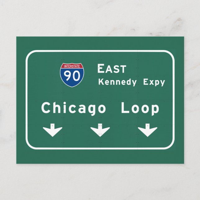 Cartão Postal Chicago Loop I-90 E Interstate Illinois IL (Frente)