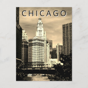 Cartão Postal Chicago LT Wind City Watercolor Art