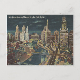 Cartão Postal Chicago Night Skyline