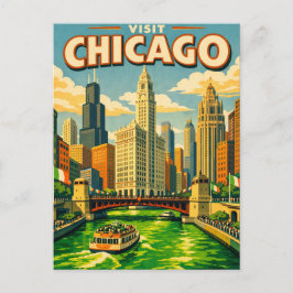 Cartão Postal Chicago River Saint Patricks day postcard