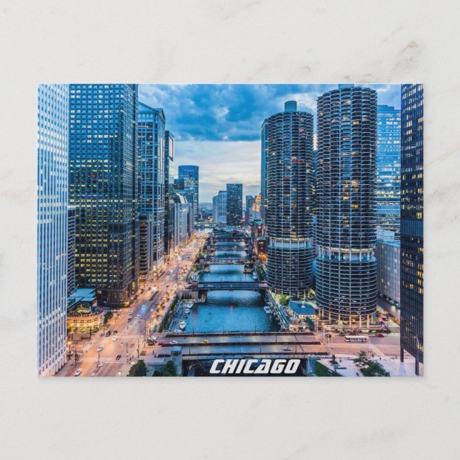 Cartão Postal Chicago Skyline (Frente)