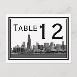 Cartão Postal Chicago Skyline Etch Frame Table Number