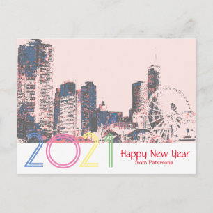 Cartão Postal Chicago Skyline Happy New 2021