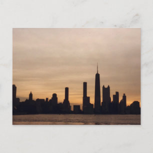 Cartão Postal Chicago Skyline No Sunset
