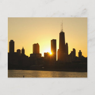 Cartão Postal Chicago Skyline Sunset