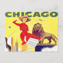 chicago viagem turístico avião poster retro