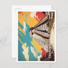 Cartão Postal Chicen Itza Mexico Pop Art Viagem