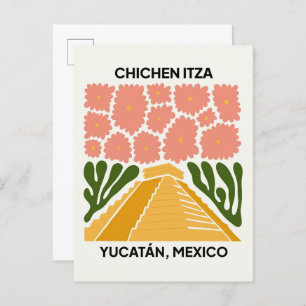 Cartão Postal Chichen Itza Yucatan México viagem de arte floral