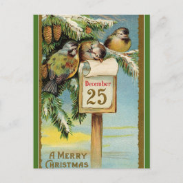 Cartão Postal Chickadees editáveis no Natal 25 de dezembro