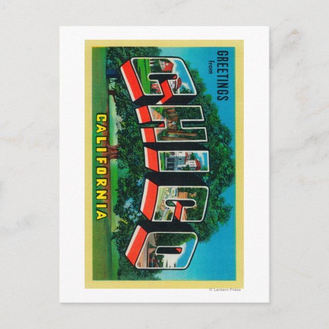 Cartão Postal Chico, Califórnia - Grandes Cenas de Letra (Frente)