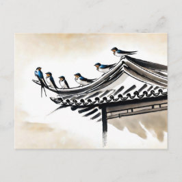 Cartão Postal Chifres no Teto de um Templo Chinês