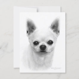 Cartão Postal Chihuahua de Curto Cabelo Desenhado à Mão - Cão Re