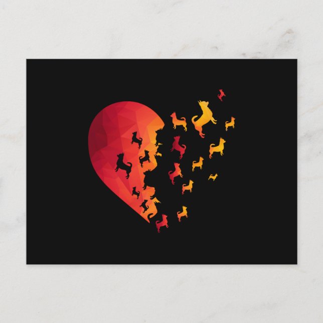 Cartão Postal Chihuahua Dog Heart Shirt Engraçado Teto Animal Gr (Frente)