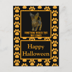 Cartão Postal Chihuahua Dog Silhout Diversão Laranja Halloween