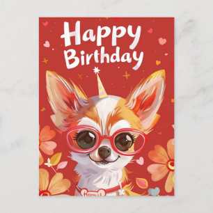 Cartão Postal Chihuahua Feliz Aniversário 