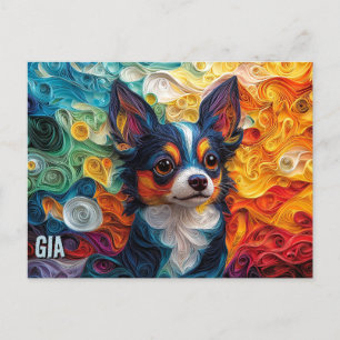 Cartão Postal Chihuahua Paper Enfileirando o Retrato de Cachorro
