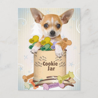 Cartão Postal Chihuahua Posicionado com Cookie Jar