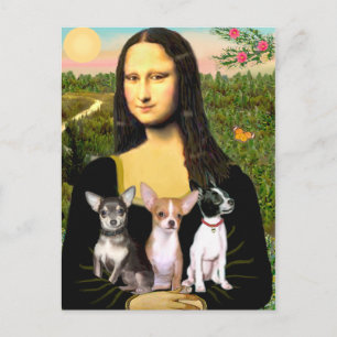 Cartão Postal Chihuahua Trio - Mona Lisa