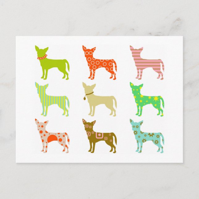Cartão Postal chihuahuas com padrão (Frente)