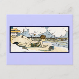 Cartão Postal Child on Beach Vintage Art