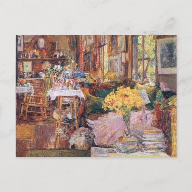 Cartão Postal Childe Hassam - A sala das flores (Frente)