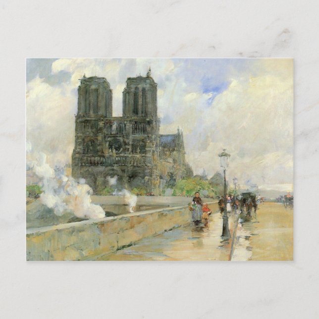 Cartão Postal Childe Hassam - Catedral de Notre Dame 1888 (Frente)