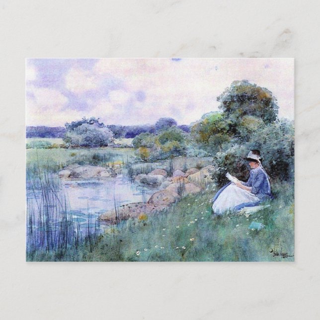 Cartão Postal Childe Hassam - Leitura feminina (Frente)