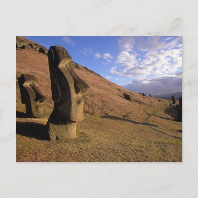 Cartão Postal Chile, Ilha de Páscoa. Encosta com Moai (Frente)