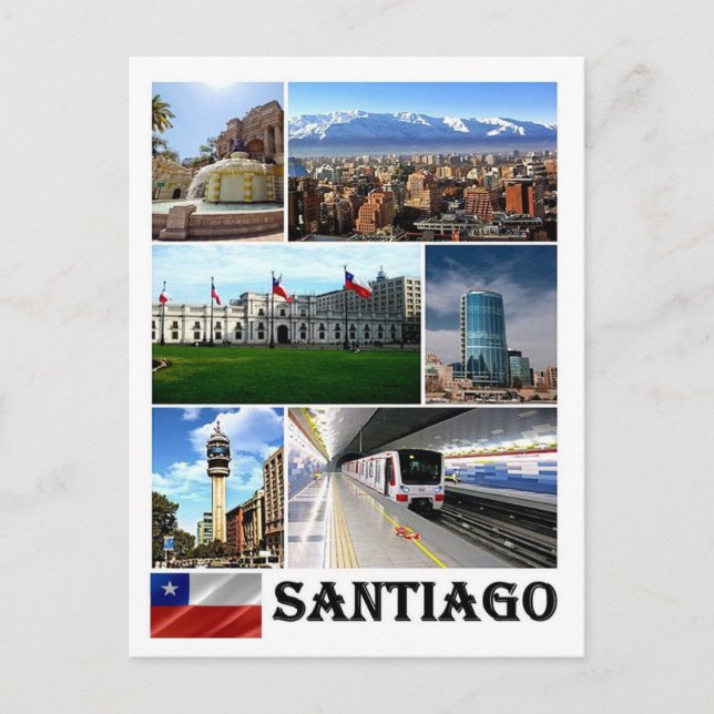 Cartão Postal Chile - Santiago - Mosaico - (Frente)