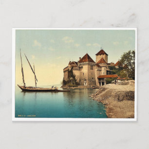 Cartão Postal Chillon Castle, Genebra Lake, Suiça Vintage P