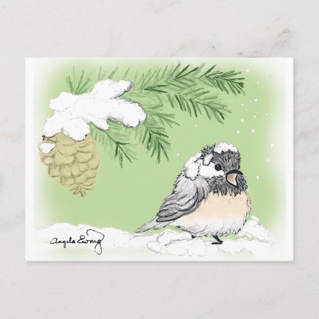 Cartão Postal Chilly Chickadee (Frente)