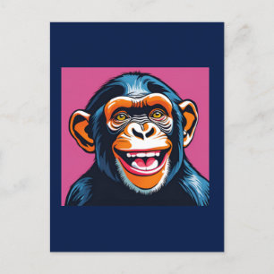 Cartão Postal Chimpanzé Bonito Ri