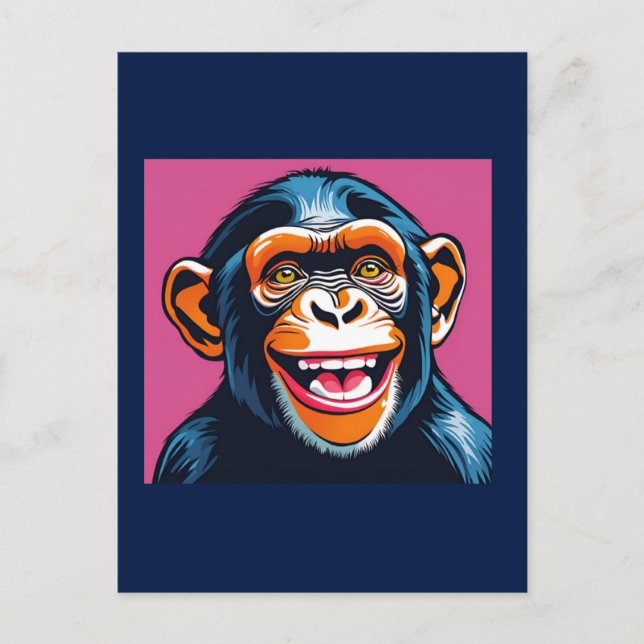 Cartão Postal Chimpanzé Bonito Ri (Frente)