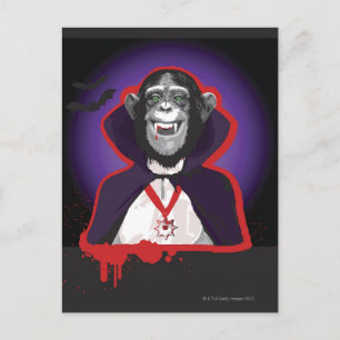 Cartão Postal Chimpanzé em Fantasia de Drácula
