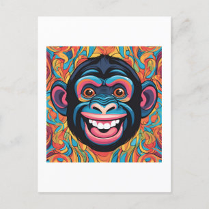 Cartão Postal Chimpanzé Engraçado e Louco