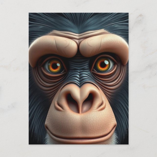 Cartão Postal Chimpanzé Engraçado e Louco (Frente)